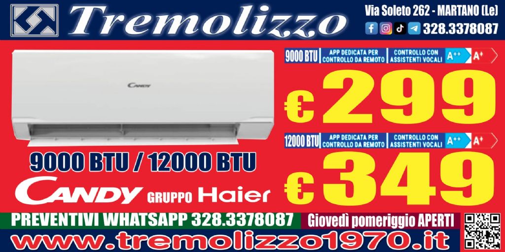 CLIMATIZZATORI CANDY 9000 BTU E 12000BTU